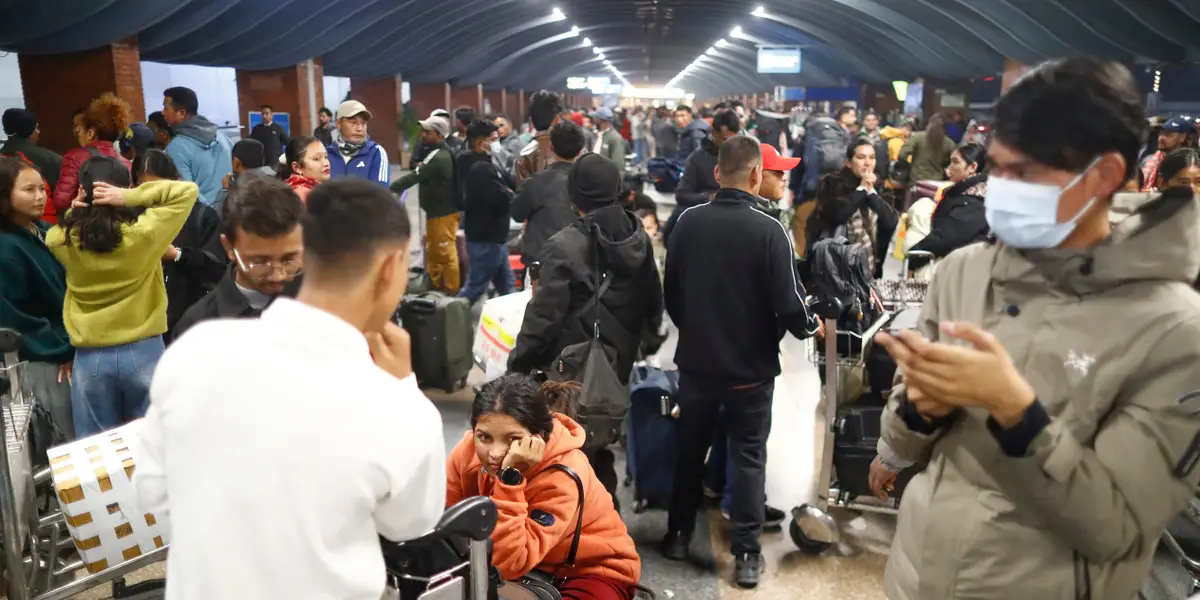 Photos show chaos at airports as passengers are left stranded due to canceled flights